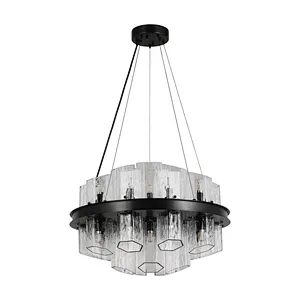 Elevate Your Interiors with the Hexagonal Textured Glass Chandelier: A Modern Lighting Marvel
