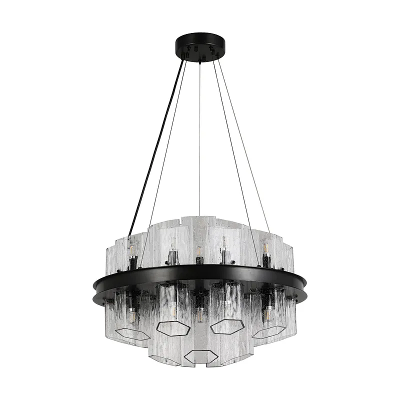Elevate Your Interiors with the Hexagonal Textured Glass Chandelier: A Modern Lighting Marvel